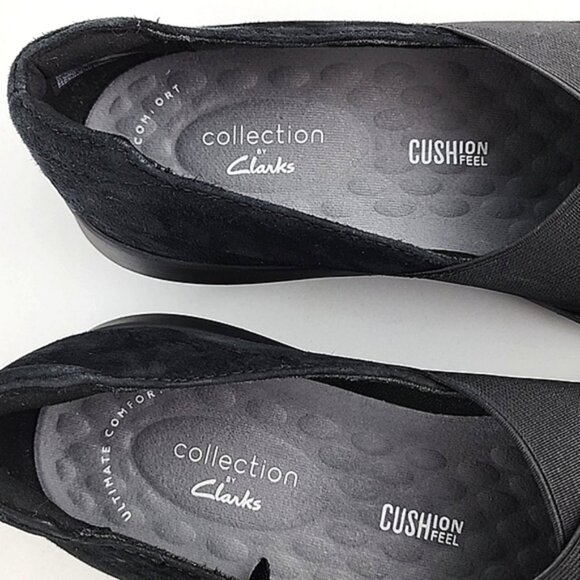 Clarks Kayleigh Black Slip On Flats Shoes Suede Lightweight Size 7.5M - Picture 8 of 14